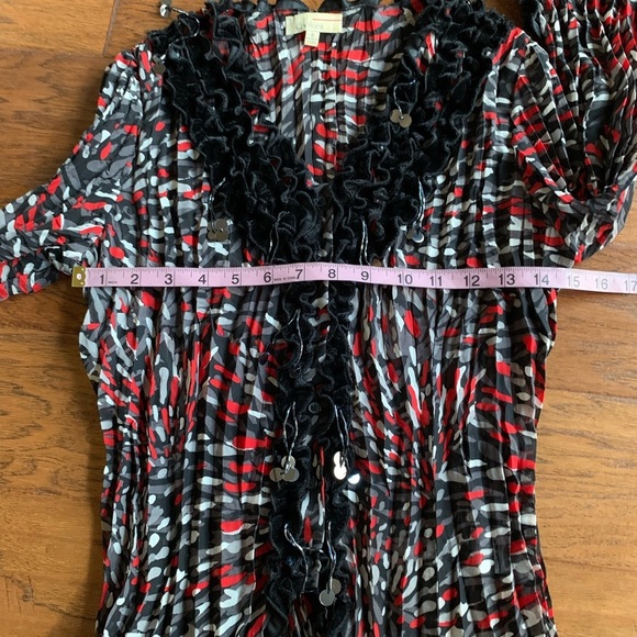 Choices Sheer Chiffon Button Down Shirt - Picture 7 of 11